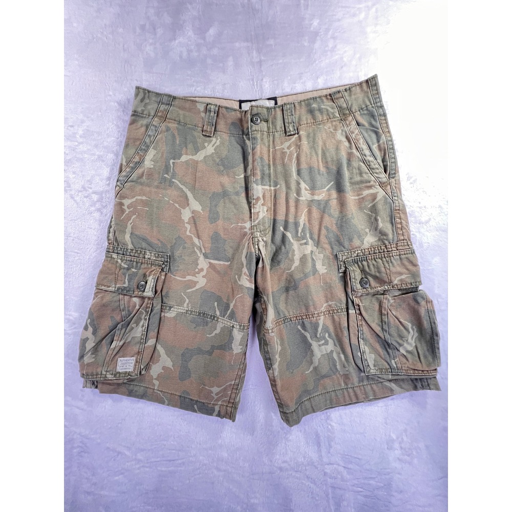Signature by Levi Strauss & Co. Cargo Shorts Mens 38 Camo Green Brown Cotton